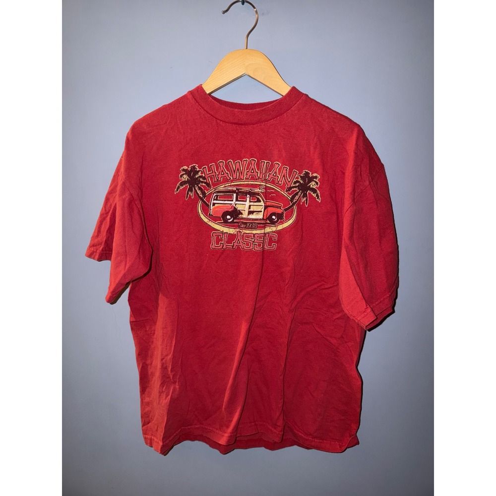 AND1 Mens Hawaiian Classic Woodie Wagon Graphic T-Shirt Red Size Large Surf